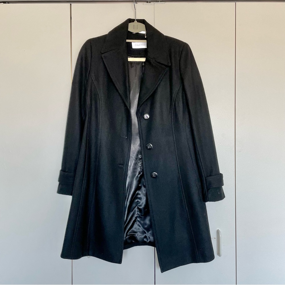 Calvin Klein - Wool Coat - Black - Size Small
